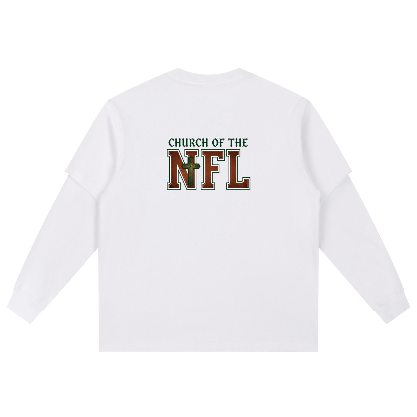 "Church of the NFL" - Layered Long Sleeve Oversized Tee