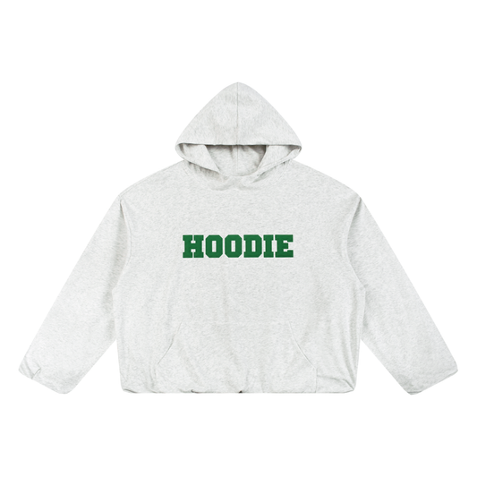 "HOODIE" - Boxy Gather-Hem Hoodie