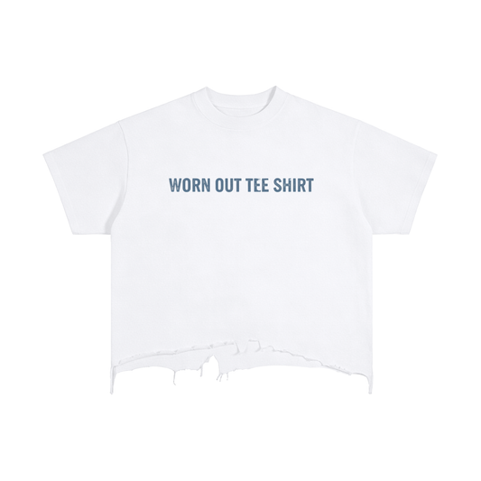"Worn Out Tee Shirt" - Vintage Wash Boxy Distressed Hem T-Shirt