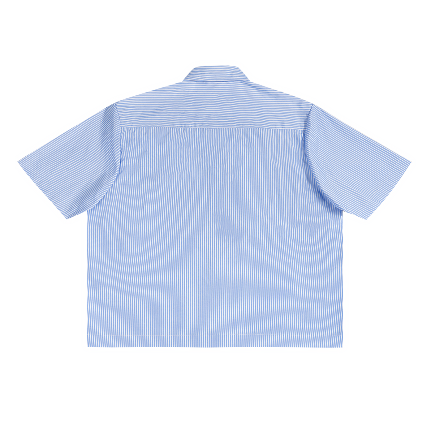 "Preppy Shirt" in Blue Font - Oversized Vertical Stripe Boxy Shirt