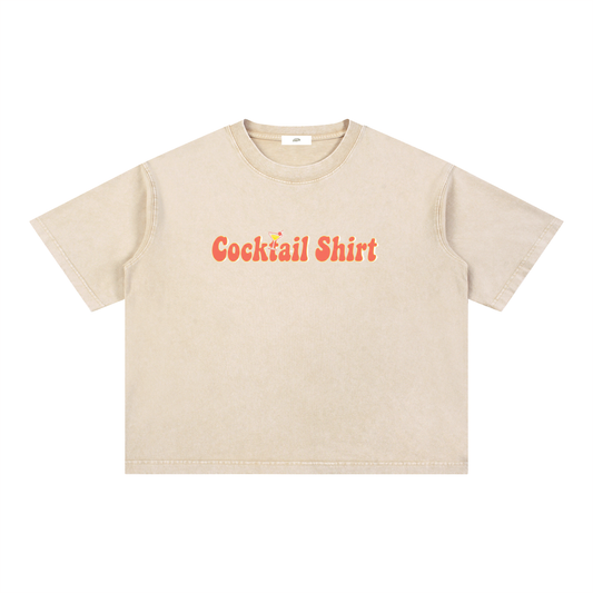 "Cocktail Shirt" - Mineral Wash Boxy Cotton T-Shirt