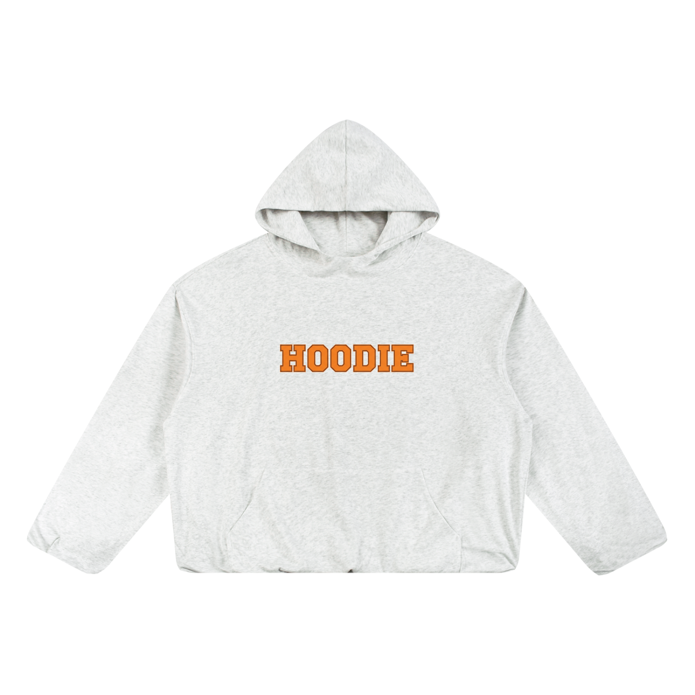 "HOODIE" - Boxy Gather-Hem Hoodie