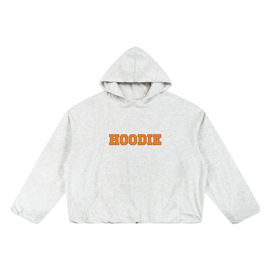 "HOODIE" - Boxy Gather-Hem Hoodie