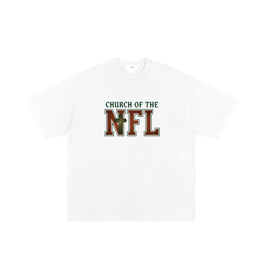 "Church of the NFL" - Heavyweight Hand-frayed T-Shirt