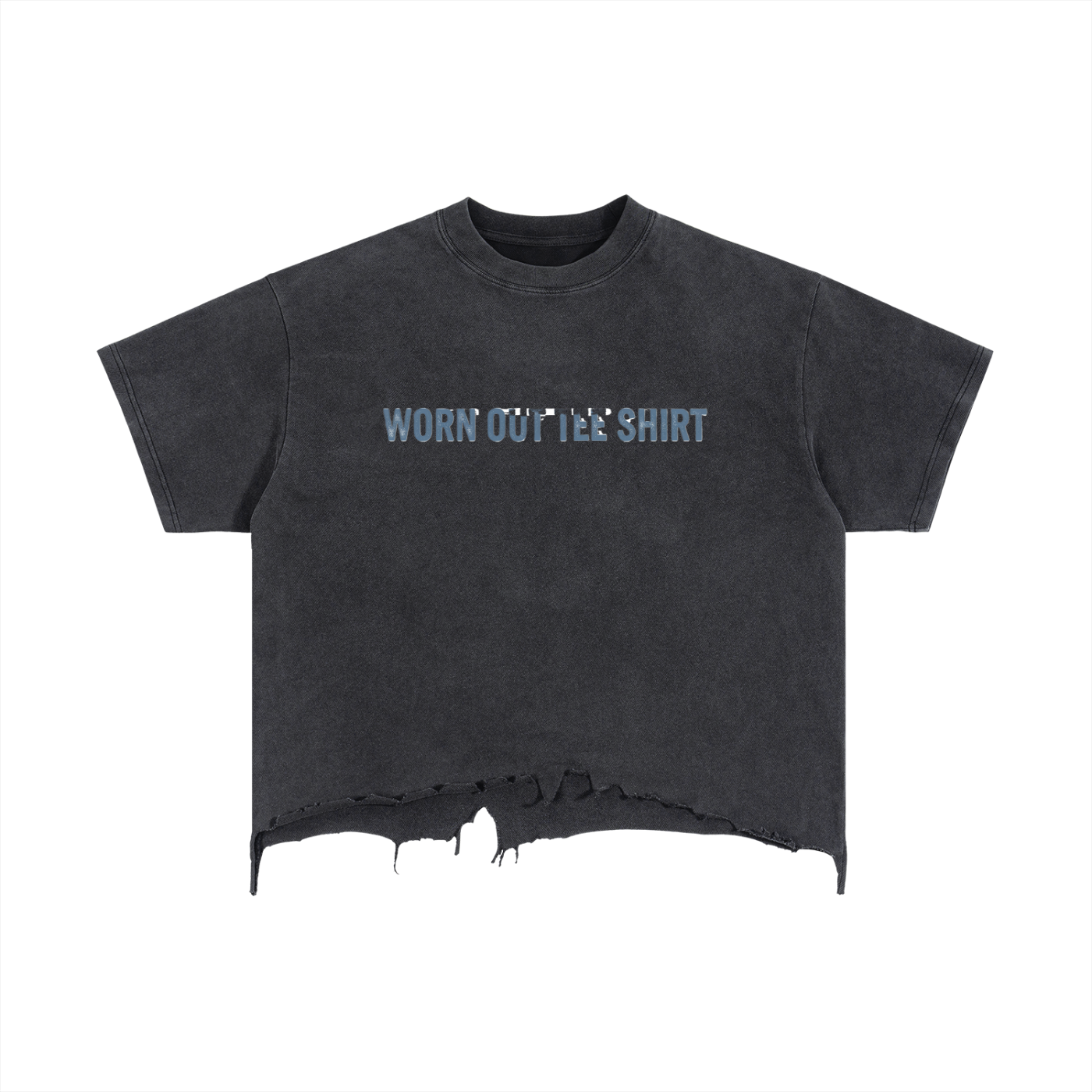 "Worn Out Tee Shirt" - Vintage Wash Boxy Distressed Hem T-Shirt