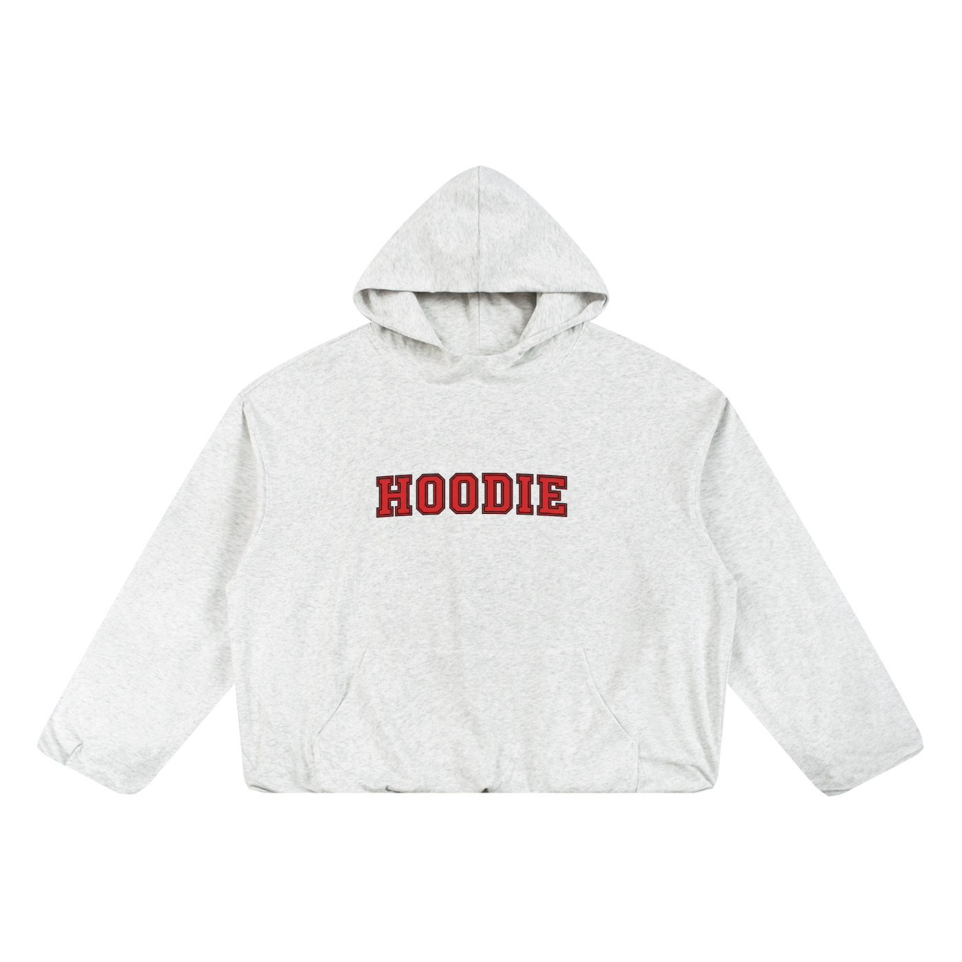 "HOODIE" - Boxy Gather-Hem Hoodie