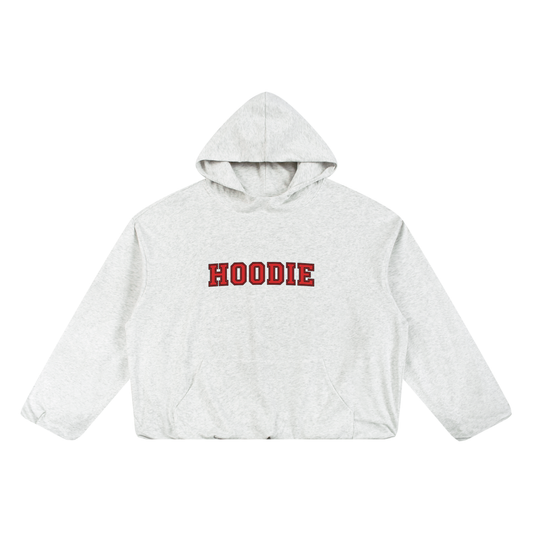 "HOODIE" - Boxy Gather-Hem Hoodie