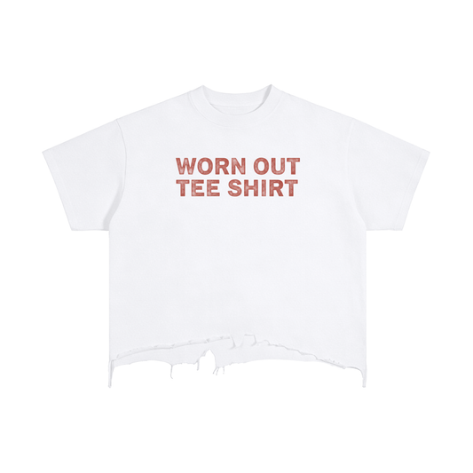 "Worn Out Tee Shirt" - Vintage Wash Boxy Distressed Hem T-Shirt