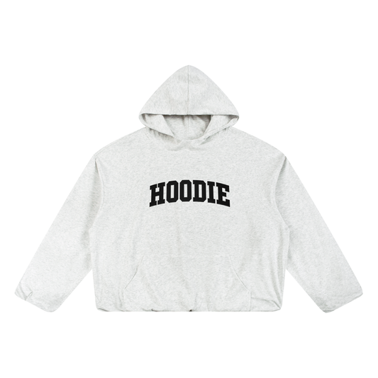 "HOODIE" - Boxy Gather-Hem Hoodie