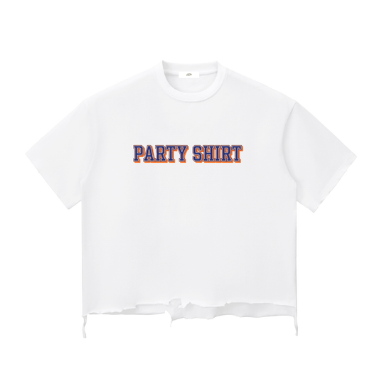 "Party Shirt" - Snow Wash Raw-Hem Boxy T-shirt