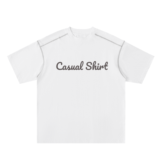 "Casual Shirt" - Unisex Oversized Contrast-Stitched Cotton Tee