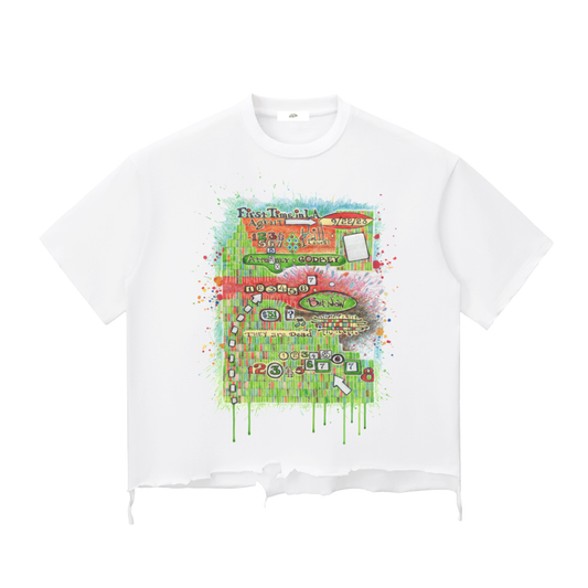 "Godbey Graphic Tee" 3 - Snow Wash Raw-Hem Boxy T-shirt