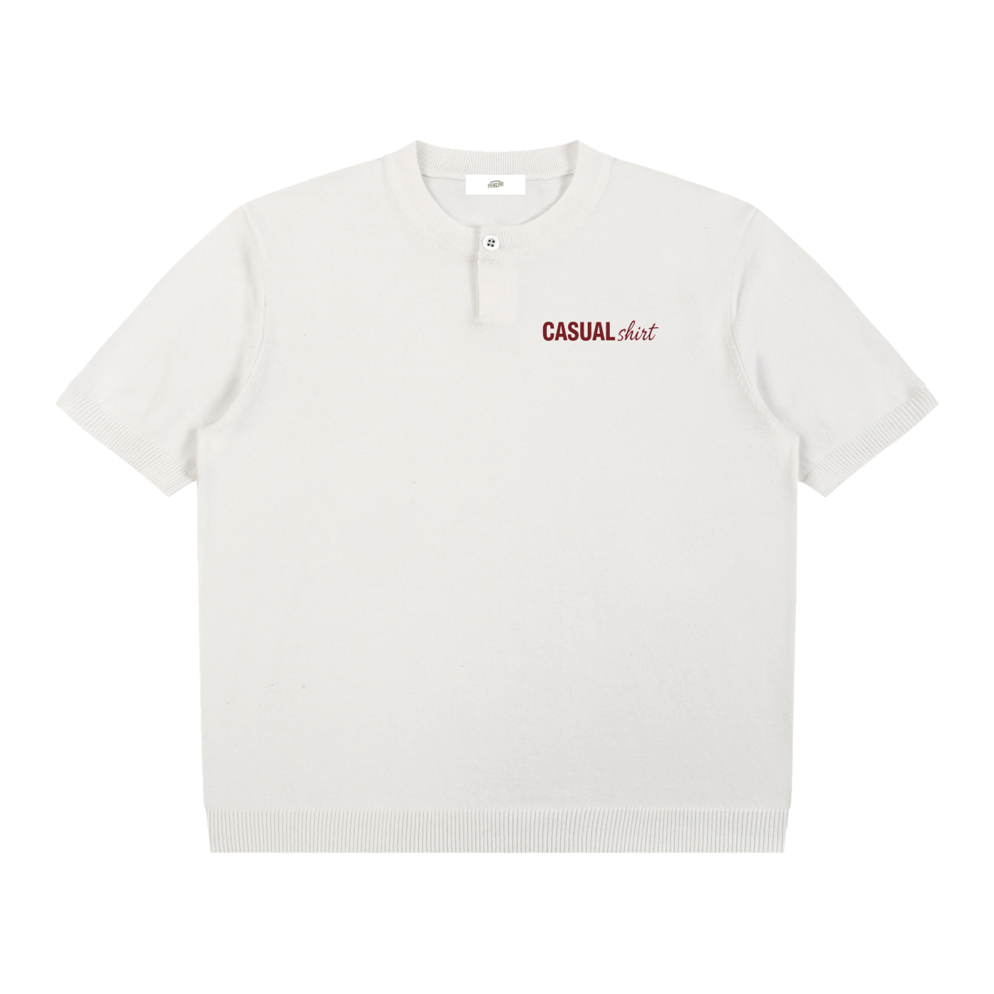 "Casual Shirt" - Cotton Knit Short Sleeve Henley T-Shirt